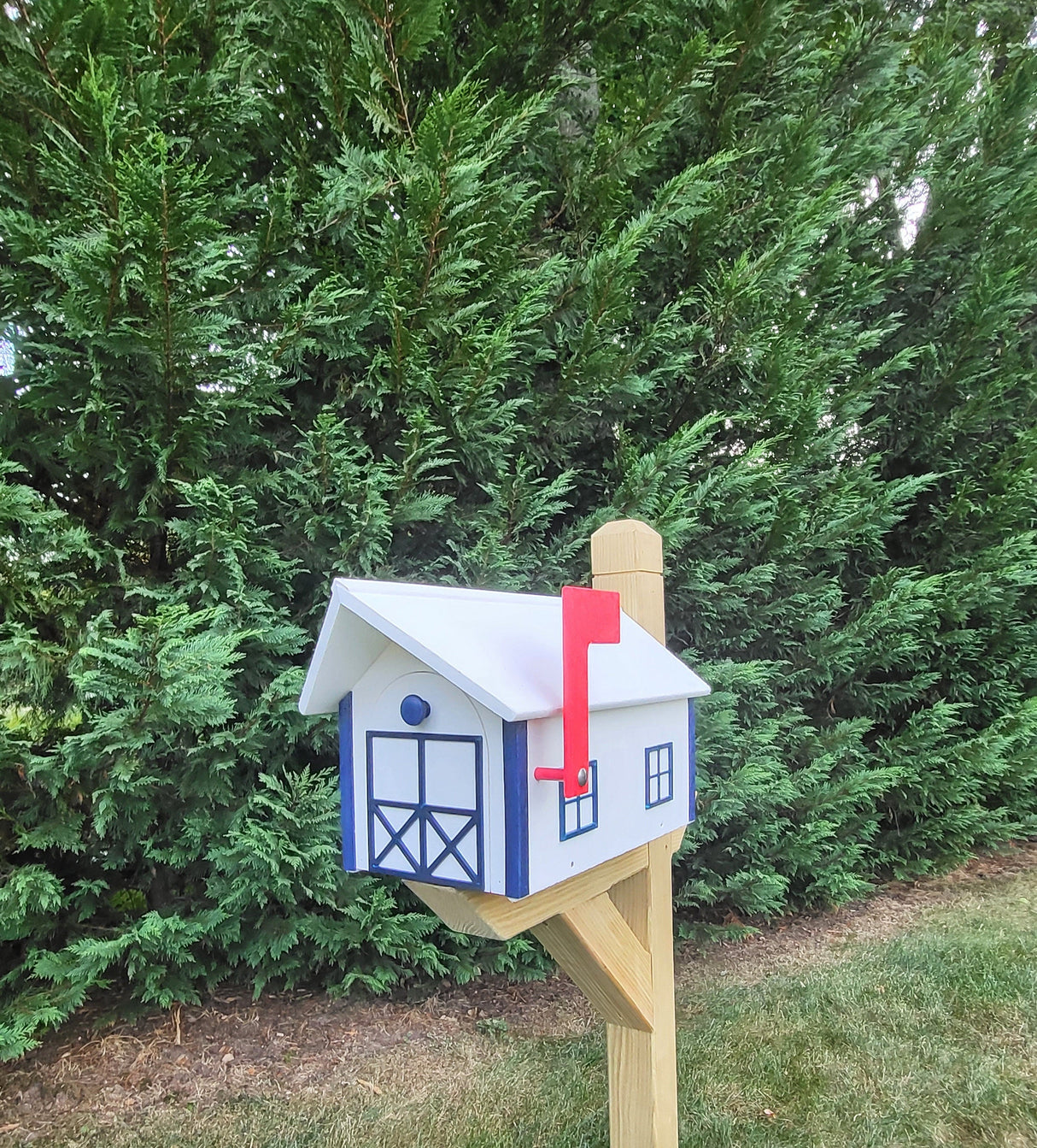 Amish Mailbox All White - Poly Lumber Barn Style Handmade Weather Resistant - Barn Mailboxes Poly