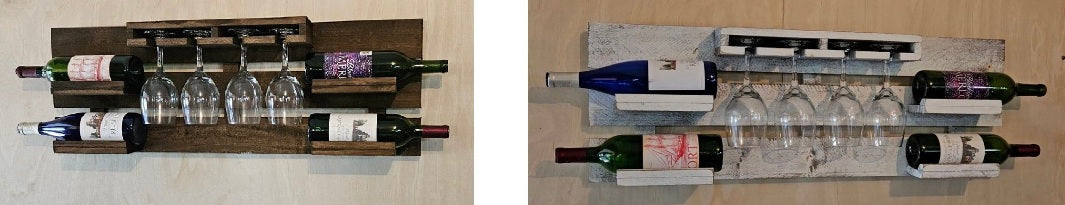 Rustic Wine Shelf - Wall Mounted - Amish Handmade Wine Holder - Wine Display With Glass Holder - Gifts - Bar Rack- Wooden Bottle Holder