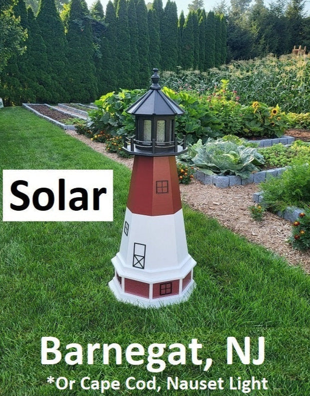 Barnegat Solar Lighthouse. Amish Made - Landmark Replica - Backyard Decor
