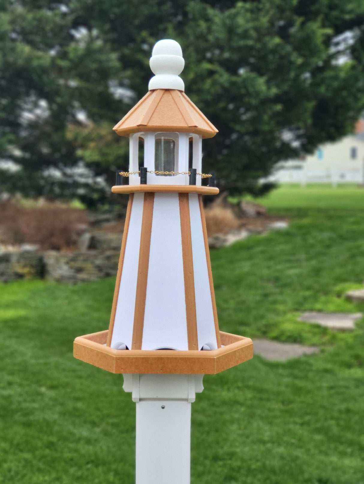 Bird Feeder - Poly Lumber - Amish Handmade - Feeder Lighthouse Design - Weather Resistant - Easy Mounting - Bird Feeders For The Outdoors