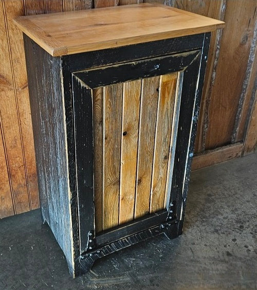 Wood Storage Cabinet, Tiltout Trash Can, Recycling Bin, Amish Handmade, Garbage Can