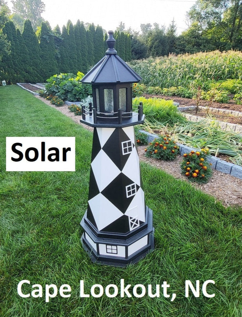 Cape Lookout Lighthouse - Solar - Amish Made - Landmark Replica - Backyard Decor