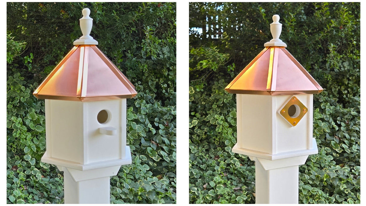 Birdhouse Copper Roof Handmade Large With 8 Nesting Compartments Weather Resistant Birdhouses, Predator Guards, Poly, Bird Lovers