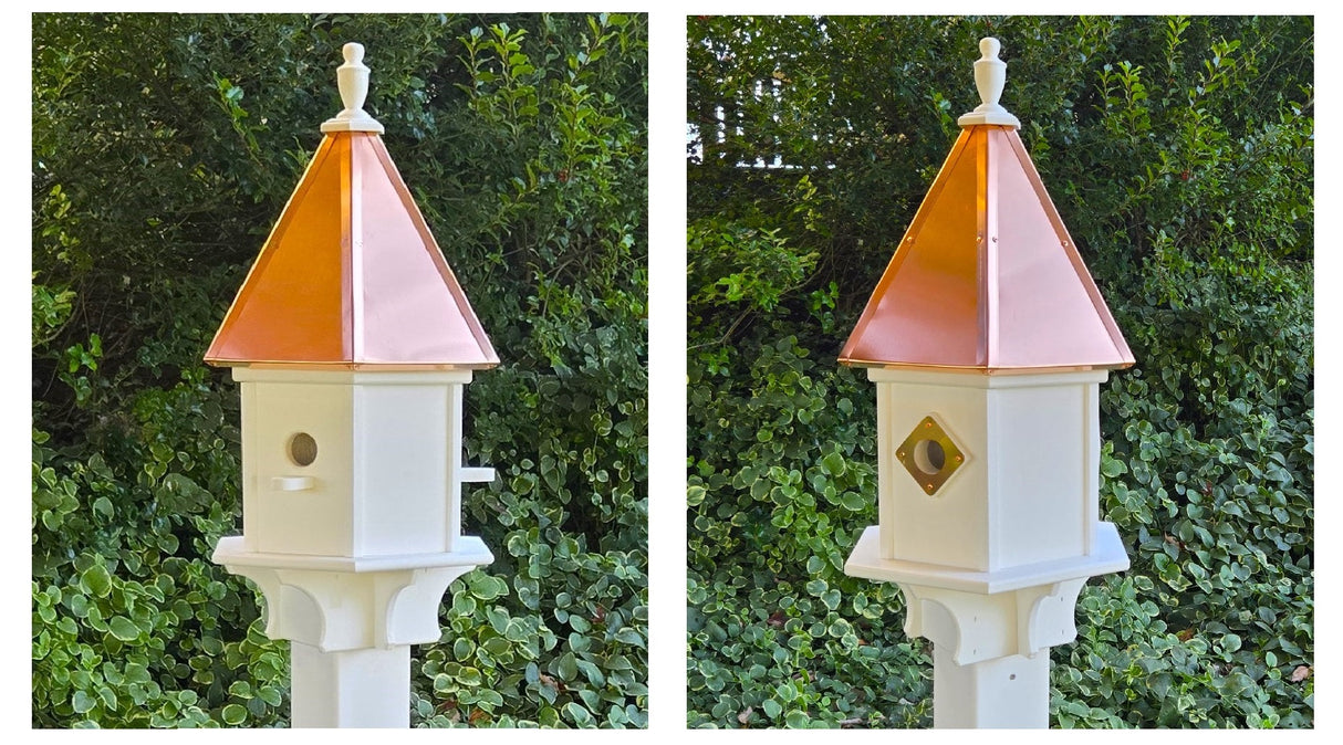 Birdhouse Copper Roof Handmade Large With 8 Nesting Compartments Weather Resistant Birdhouses, Predator Guards, Poly, Bird Lovers