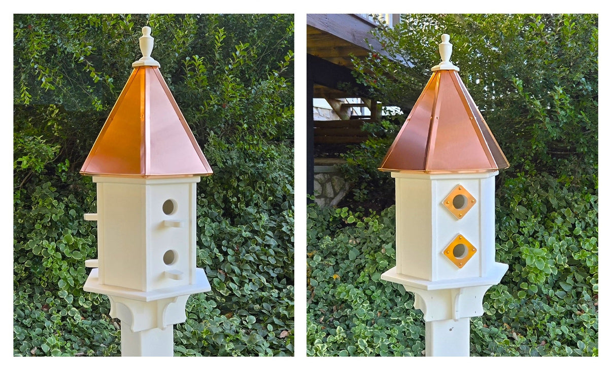Birdhouse Copper Roof Handmade Large With 8 Nesting Compartments Weather Resistant Birdhouses, Predator Guards, Poly, Bird Lovers