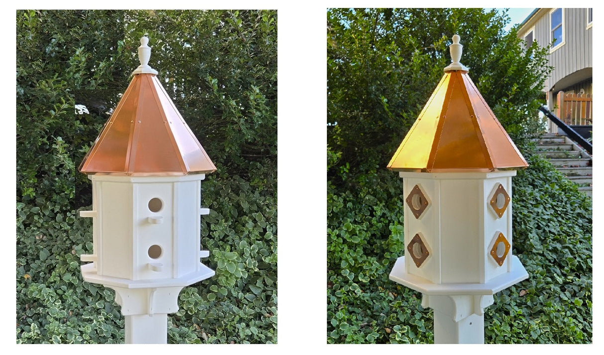 2 Hole Bird House With Copper Roof Amish Handmade, Nesting Compartments, Weather Resistant Birdhouses, Bird Lovers, Poly