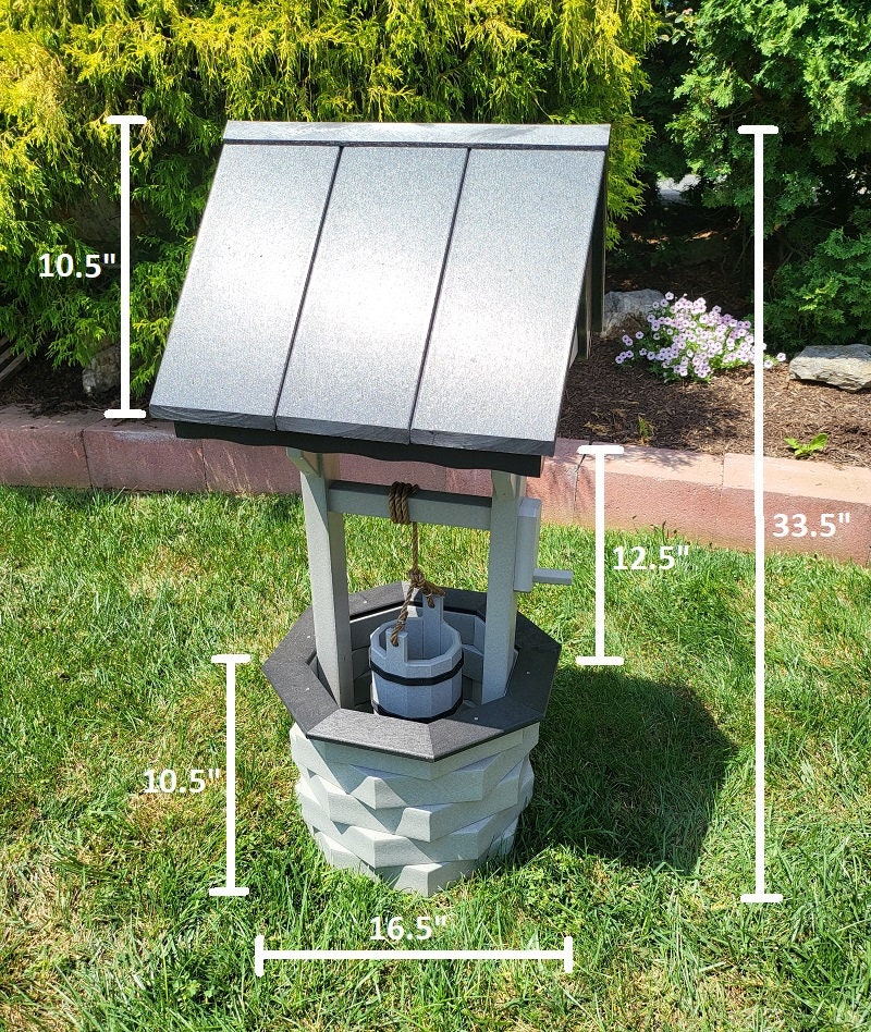Garden Wishing Well- Yard Wishing Well - Poly - Amish Handmade