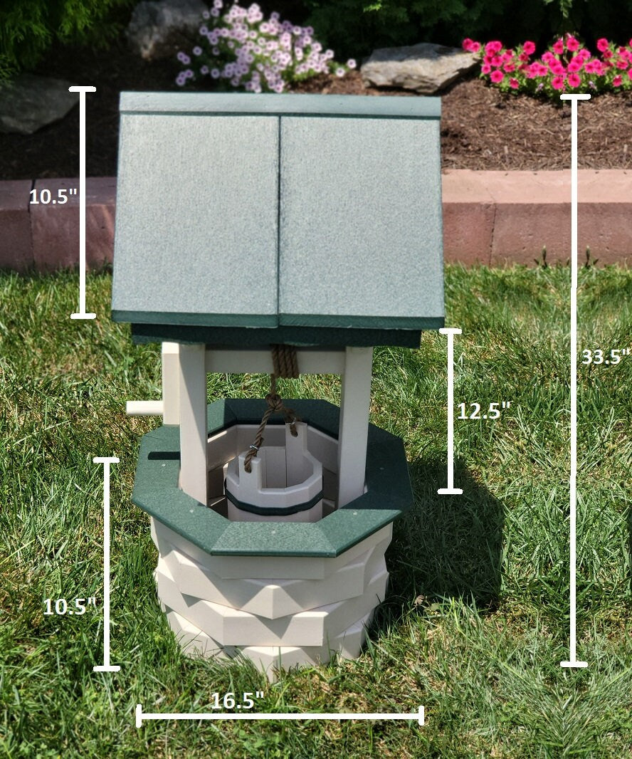 Garden Wishing Well- Yard Wishing Well - Poly - Amish Handmade