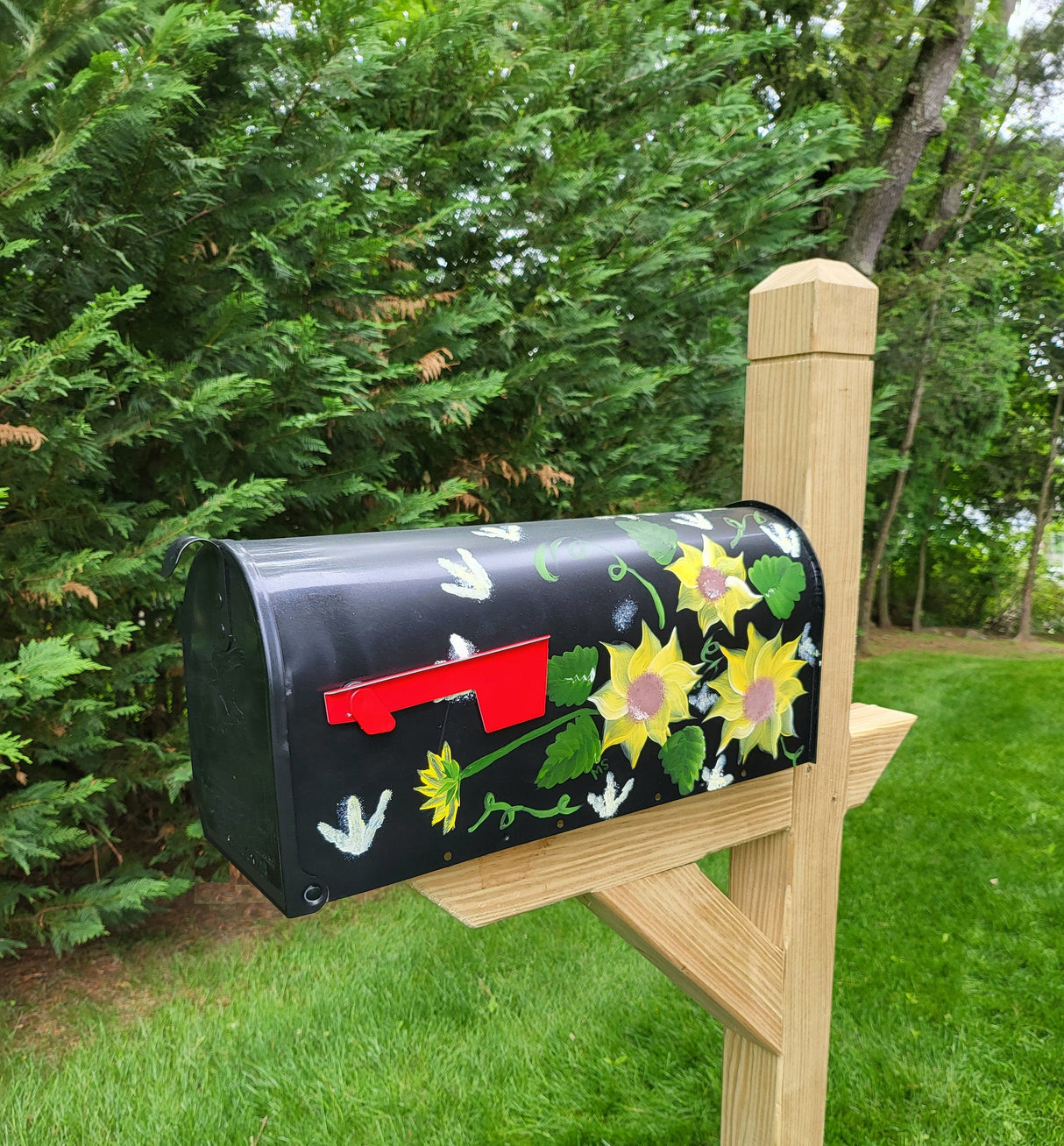 Hand Painted Mailbox With Flowers Amish Handmade - Painted Mailbox