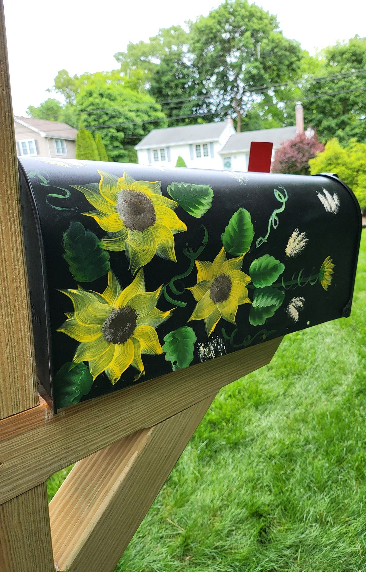 Hand Painted Mailbox With Flowers Amish Handmade - Painted Mailbox