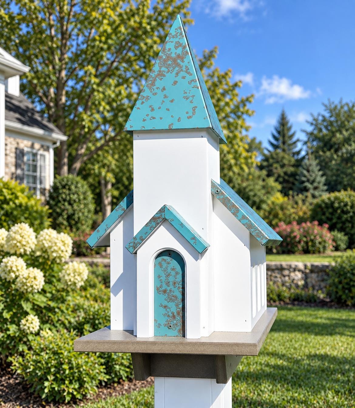 Chapel Bird Feeder, Amish Handmade, Copper Roof, Bird Lovers, Bird Watch, Patina Finish , Outdoor Decor, Backyard, Home Decor