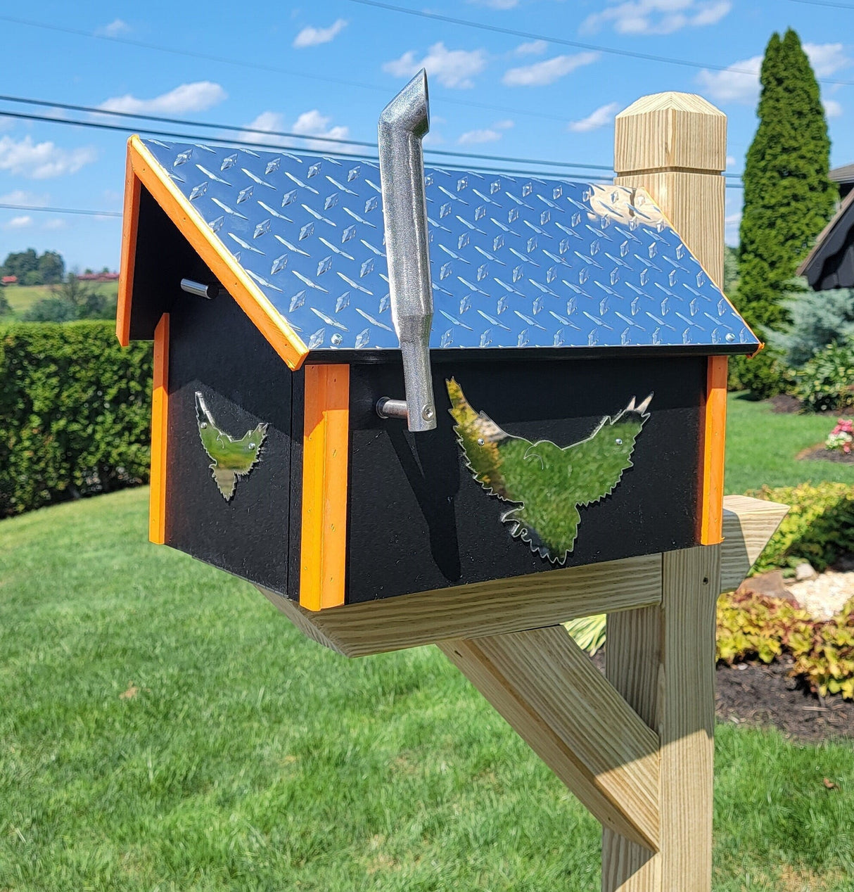 Mailbox Amish Made Wooden/Poly With Birds Design Wood Mailboxes - Unique Mailboxes