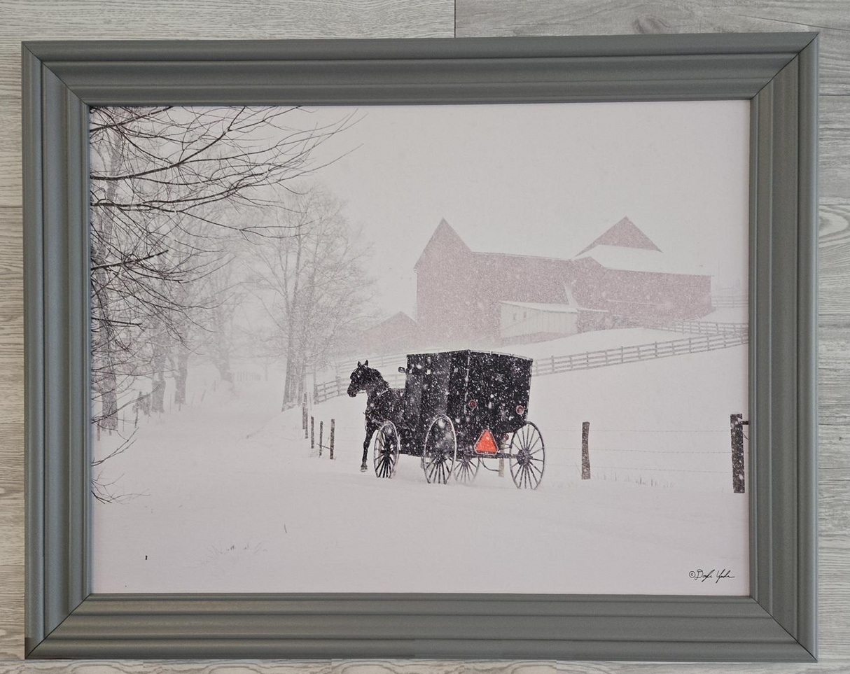 Canvas - Picture Frame - Wall Art - Wooden Frame - Framed Antique Print - Amish Handmade - Farmhouse Decor - Housewarming Gift -Choose Color
