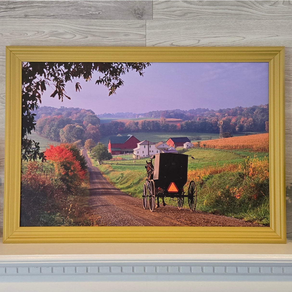 Canvas - Picture Frame - Wall Art - Wooden Frame - Framed Antique Print - Amish Handmade - Farmhouse Decor - Housewarming Gift -Choose Color