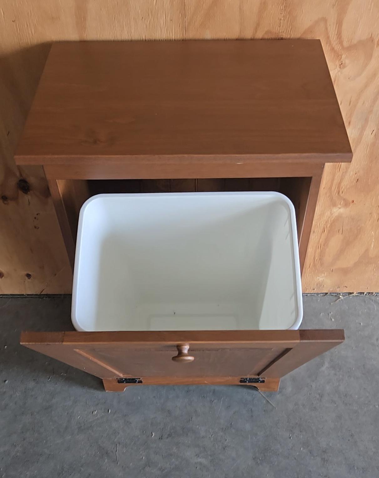 Amish Handmade Pine Tilt-Out Trash Bin: Farmhouse Kitchen Cabinet
