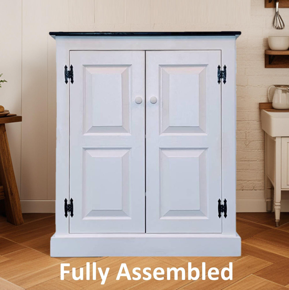 Amish Handmade Pure White Pantry Cabinet - Kitchen Multipurpose Cabinet - Farmhouse - Cupboard - Storage - Rustic - Case Goods - Home Decor