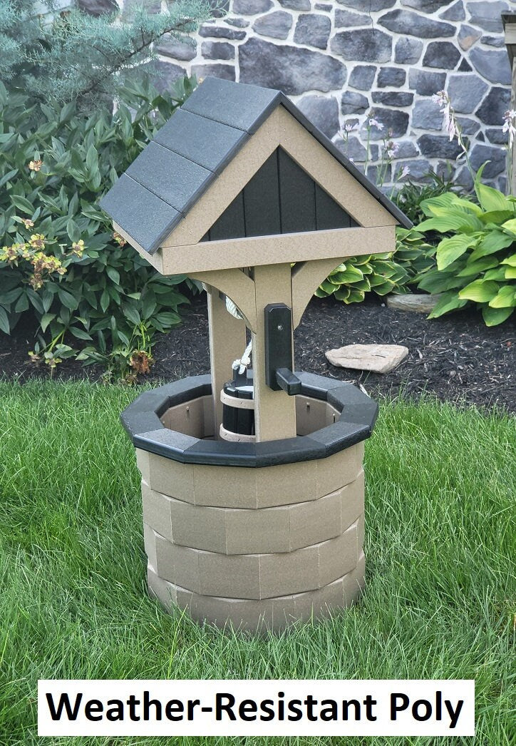 Garden Wishing Well- Yard Wishing Well - Poly - Amish Handmade