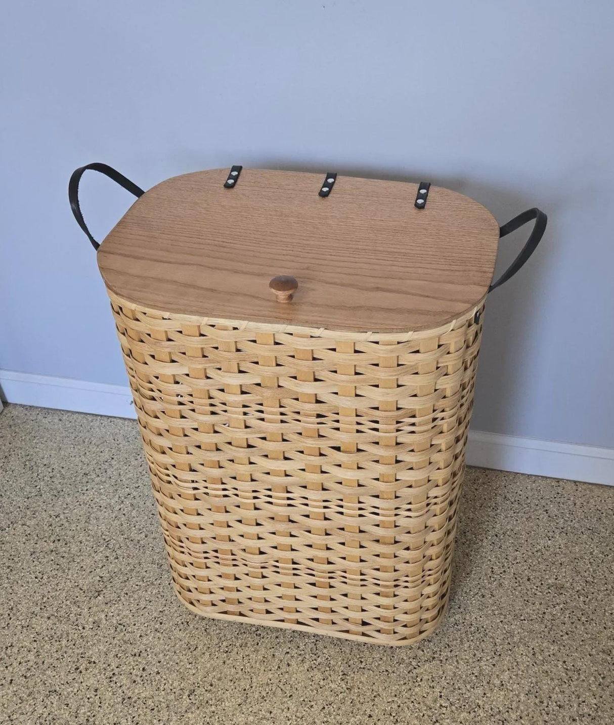 Amish Handmade Hamper - Handwoven - Storage - Basket w/ Handles - Laundry Basket - Vintage - Basket w/ Lid - Farmhouse - Wood Basket