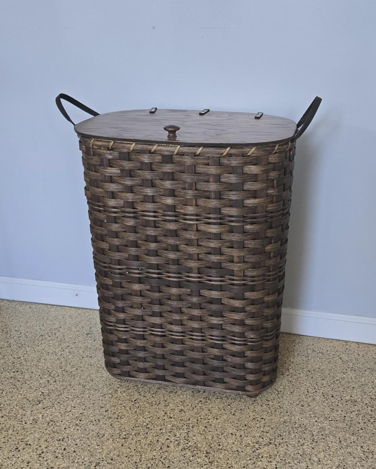 Amish Handmade Hamper - Handwoven - Storage - Basket w/ Handles - Laundry Basket - Vintage - Basket w/ Lid - Farmhouse - Wood Basket