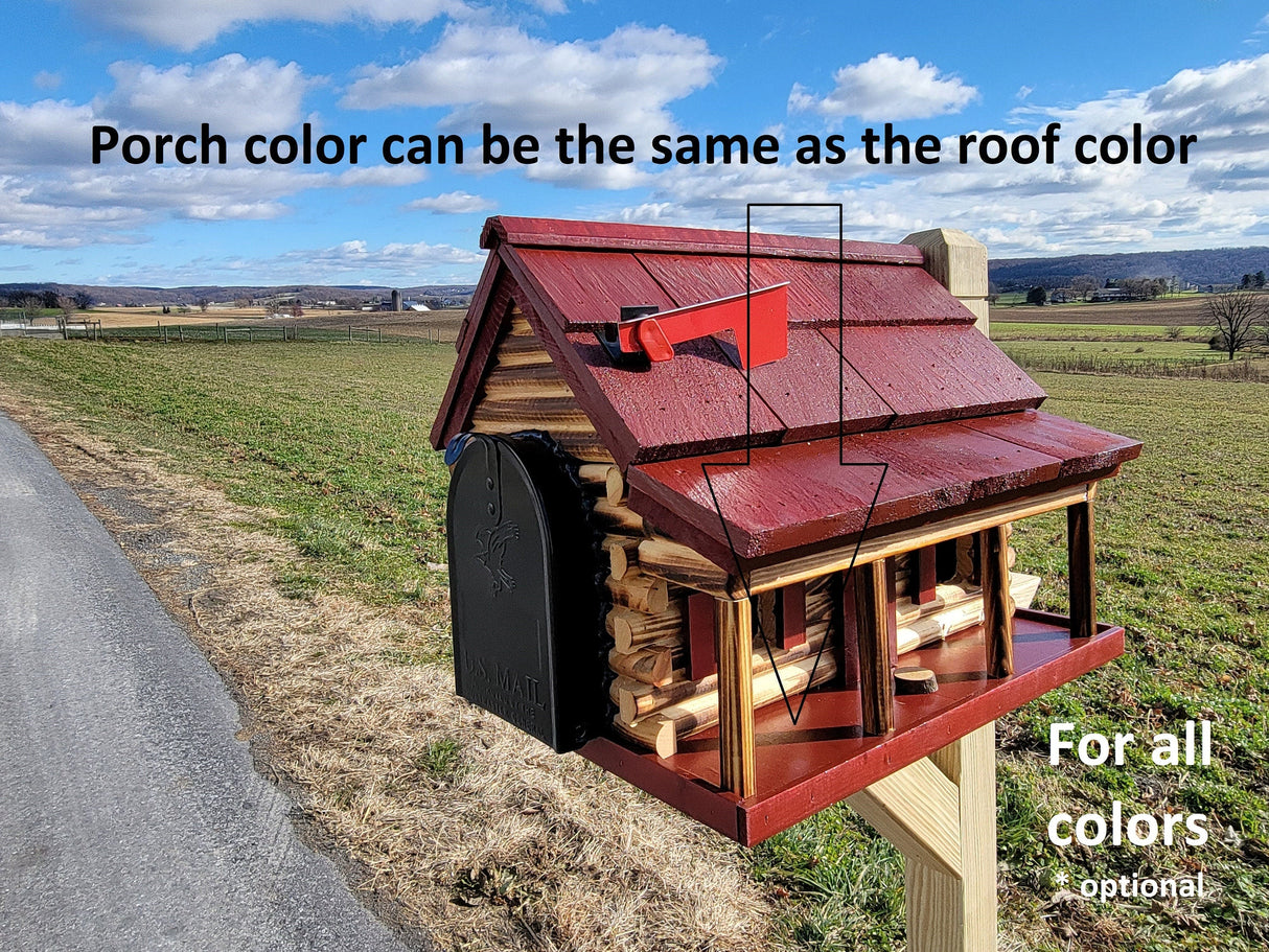 Amish Mailbox - Handmade - Log Cabin Style - Wooden with Metal USPS Approved Mailbox Outdoor - Log Cabin + Metal Insert