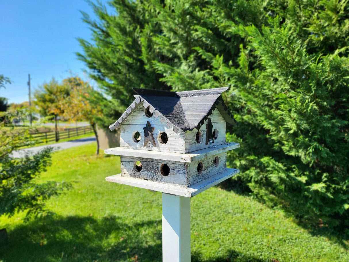Martin Birdhouse - Amish Handmade Primitive Design - 10 Nesting Compartments - Birdhouse outdoor - Purple Martin