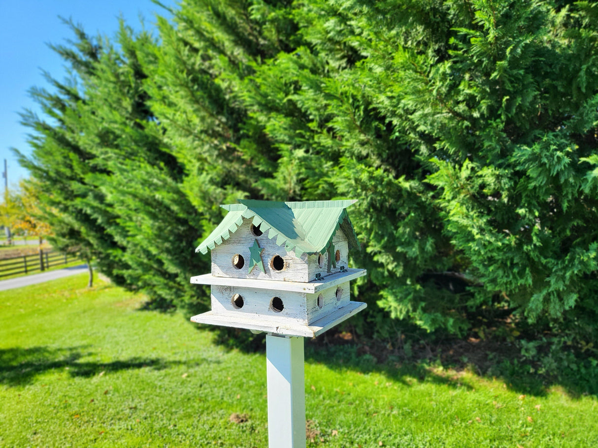 Martin Birdhouse - Amish Handmade Primitive Design - 10 Nesting Compartments - Birdhouse outdoor - Purple Martin