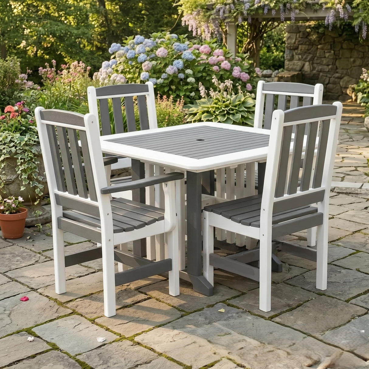 Amish Handmade Outdoor Dining Table Set - Patio Set - Chairs and Table - Adirondack - Backyard - Patio Chair Set - Furniture Set - Outdoor
