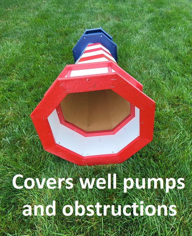 Patriotic Solar Lighthouse - Amish Handmade - Landmark Replica - Garden Decor - Garden Decoration