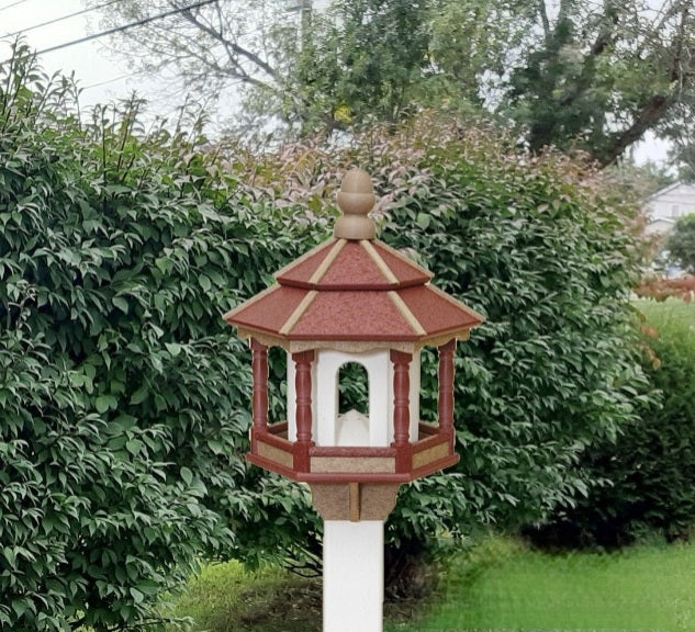 Amish Bird Feeder Handmade - Poly Lumber Weather Resistant - Easy Mounting on 4"x4" Pole/Post - Bird Feeders For the Outdoors