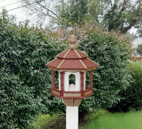 Amish Bird Feeder Handmade - Poly Lumber Weather Resistant - Easy Mounting on 4"x4" Pole/Post - Bird Feeders For the Outdoors