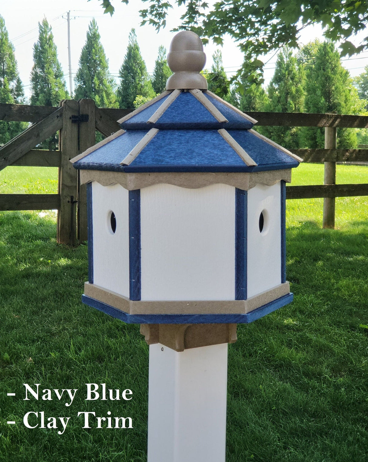 Bird House Poly Amish Made Gazebo Birdhouse 3 Holes with 3 Nesting Compartments - Post Not Included
