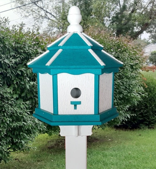 poly birdhouse, gazebo, weather-resistant, nesting compartments, three holes, bird lovers, nest, bird house