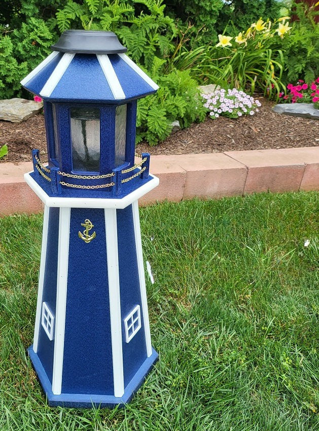 Backyard Solar Lighthouse - Poly Made - Amish Handmade