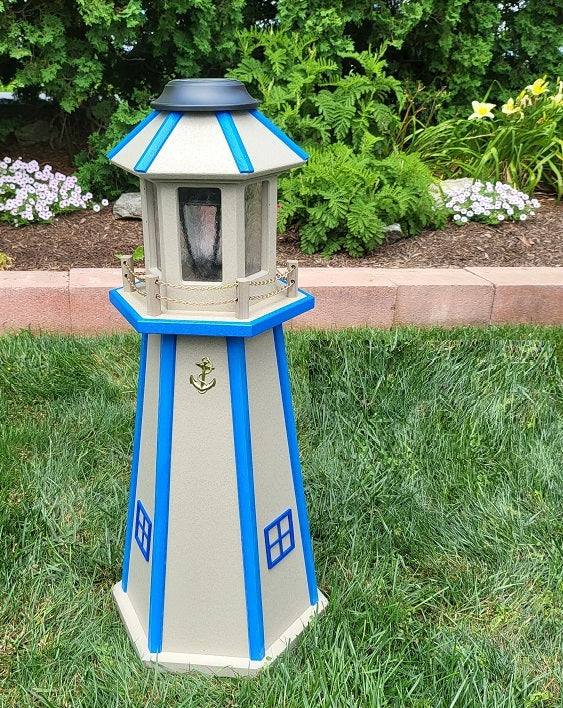 Backyard Solar Lighthouse - Poly Made - Amish Handmade