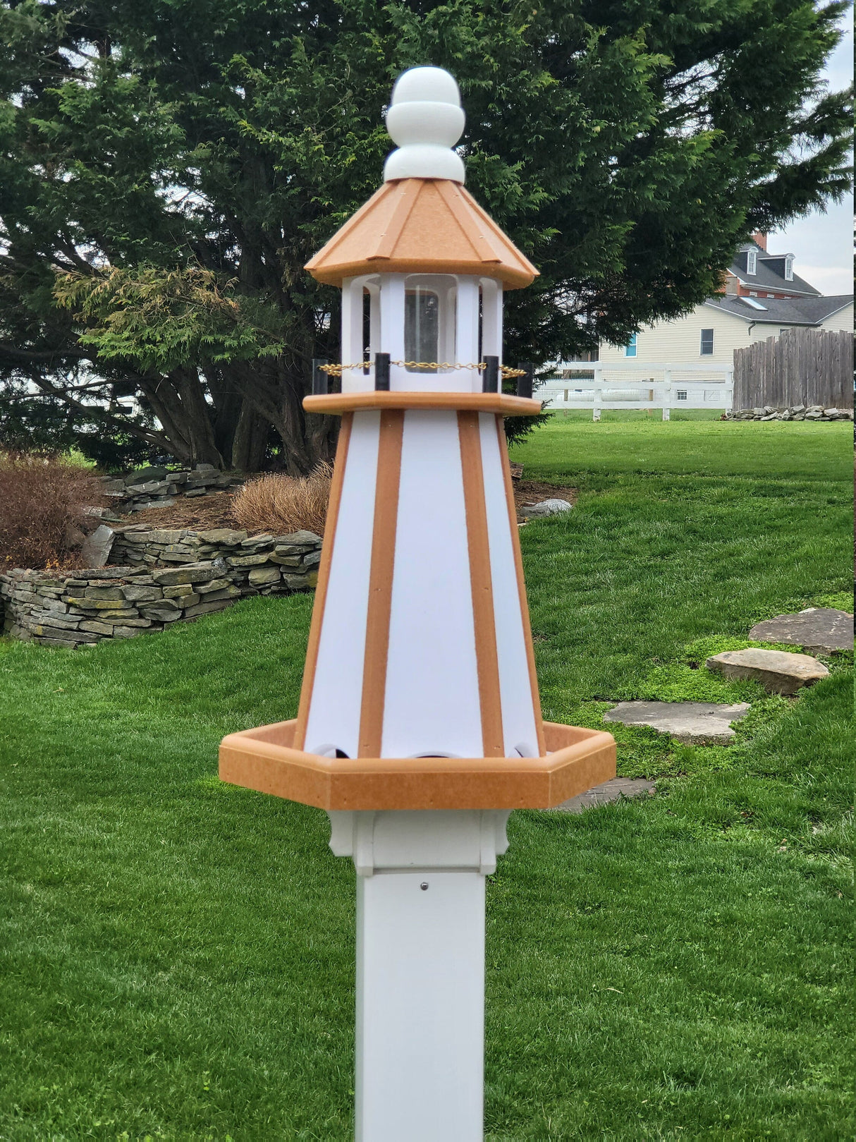 Bird Feeder - Poly Lumber - Amish Handmade - Feeder Lighthouse Design - Weather Resistant - Easy Mounting - Bird Feeders For The Outdoors