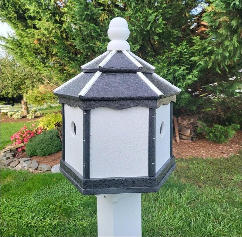 poly birdhouse, gazebo, weather-resistant, nesting compartments, three holes, bird lovers, nest, bird house