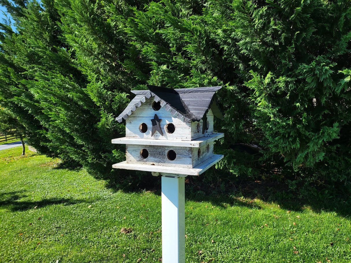 Martin Birdhouse - Amish Handmade Primitive Design - 10 Nesting Compartments - Birdhouse outdoor - Purple Martin