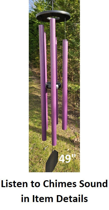 36"-49" Wind Chimes Amish Handmade - Purple - Deep Tone - Sound Healing - Outdoor Decor - Aluminum Tubes - Wind Bells - Meditation - Nature