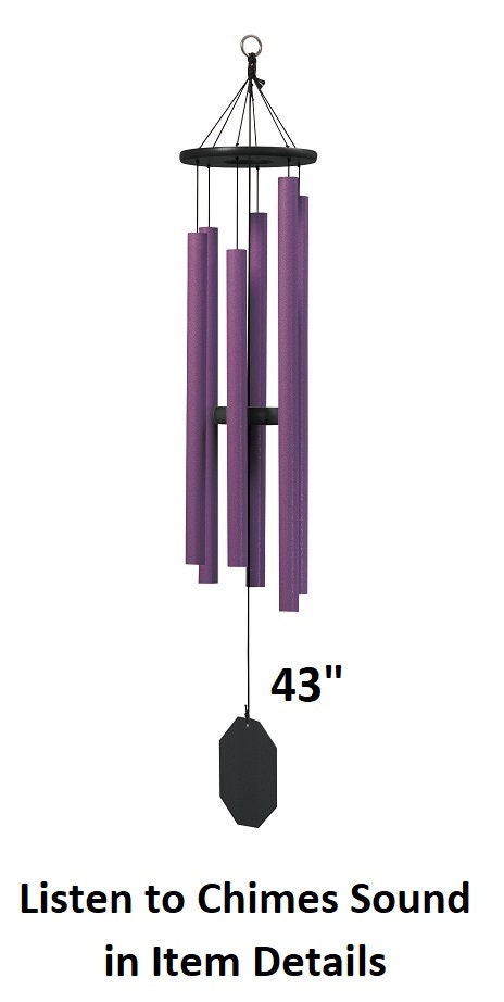 36"-49" Wind Chimes Amish Handmade - Purple - Deep Tone - Sound Healing - Outdoor Decor - Aluminum Tubes - Wind Bells - Meditation - Nature
