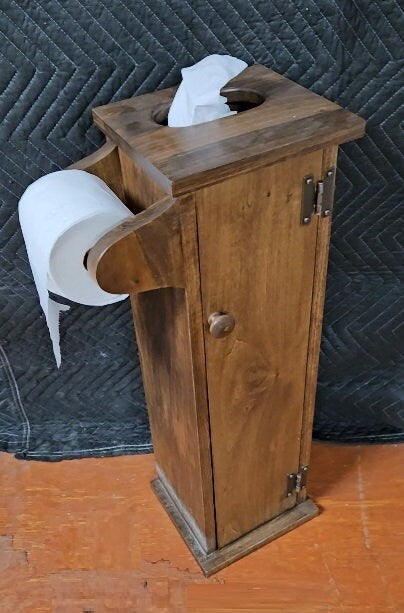 Toilet Paper Holder - Amish Handmade - Toilet Storage - Wooden Cabinet - Roll Holder - Bathroom - Free Standing - Tissue Paper Holder