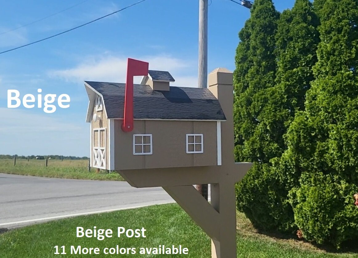 Dutch Mailbox - Barn Mailbox Amish Handmade - Wooden - Color Options