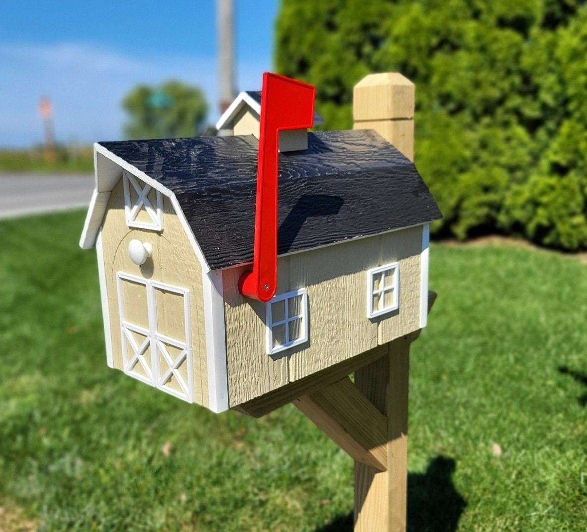 Dutch Mailbox - Barn Mailbox Amish Handmade - Wooden - Color Options