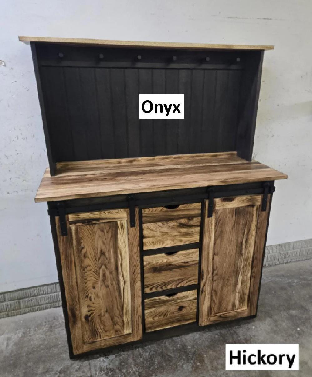 Amish Handmade Coffee Nook - X Large Coffee Bar Station - Farmhouse Coffee Cart - Kitchen Coffee Cabinet - Cupboard Rustic - Multipurpose