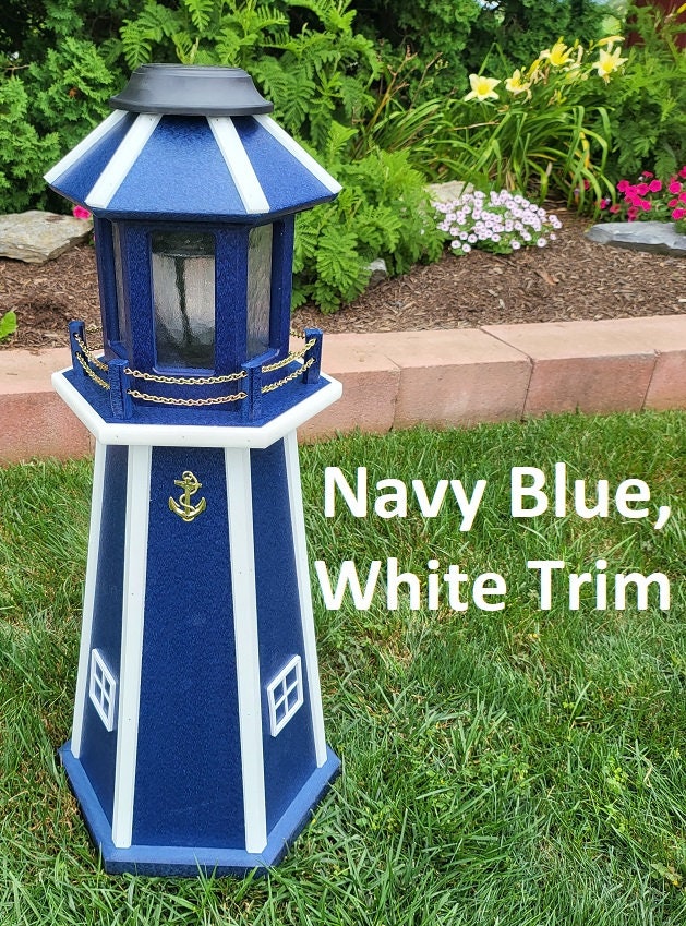 Backyard Solar Lighthouse - Poly Made - Amish Handmade