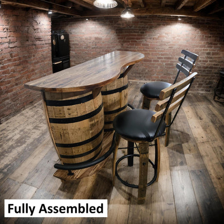 Barrel Bar Table - Amish Handmade - Bar Chairs - Farmhouse Furniture - Swivel Chairs - Rustic - Wine Barrel - Whiskey Odor - Footrest