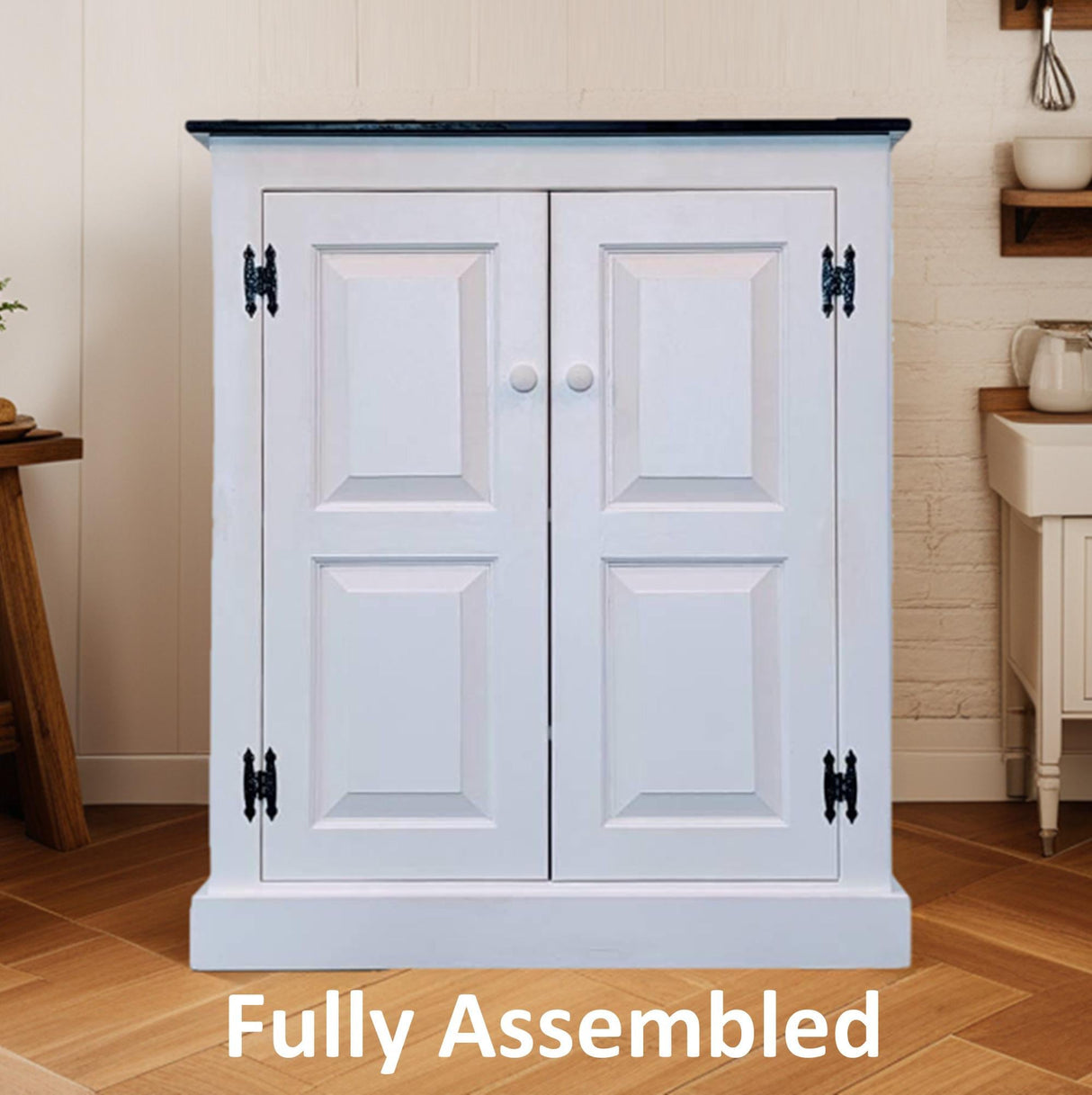 Amish Handmade Pure White Pantry Cabinet - Kitchen Multipurpose Cabinet - Farmhouse - Cupboard - Storage - Rustic - Case Goods - Home Decor