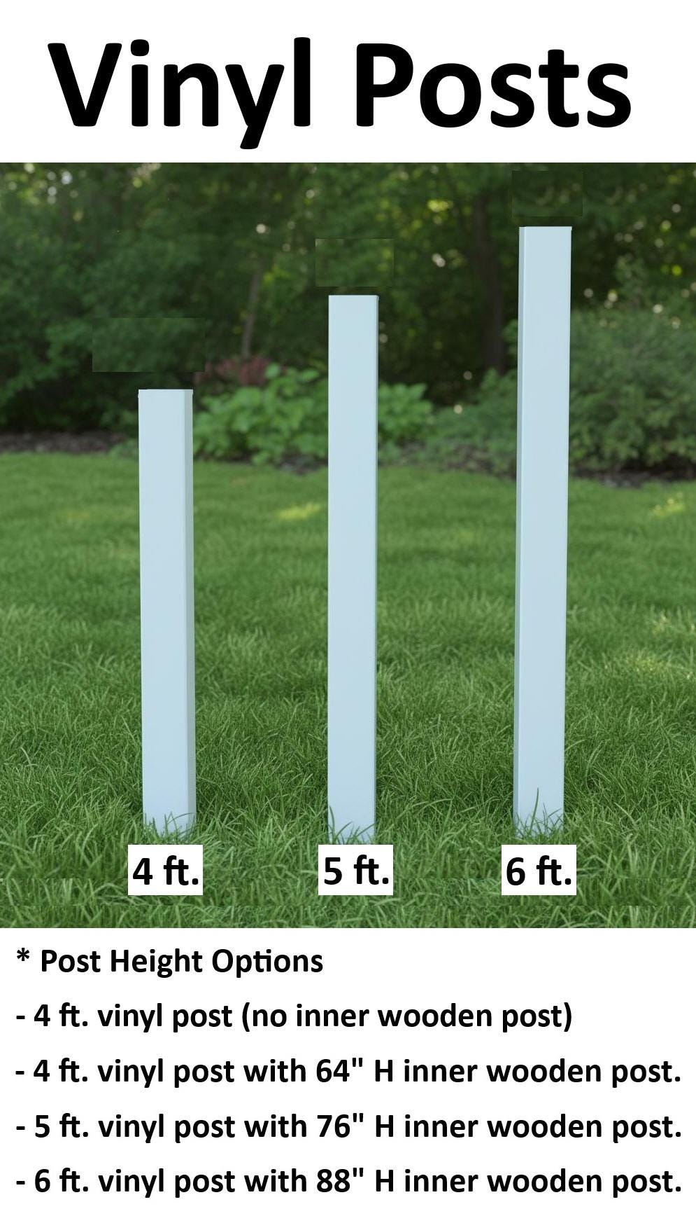 Amish Handmade Post 4,5,6,7,8 ft. For Birdhouses and Bird Feeders, Vinyl Post With Inner Wooden Post, Durable Yellow Pine, Bird Lovers, Home