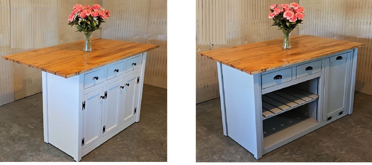 Kitchen Island - Amish Handmade - Multipurpose Cabinet - Primitive - Storage - Amish Furniture - Rustic- Case Goods - Home - Fully Assembled