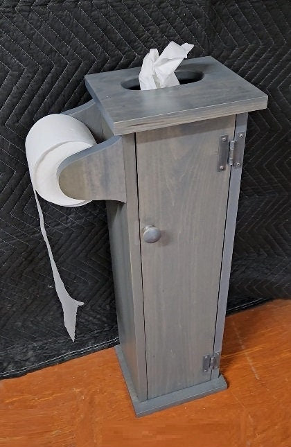Toilet Roll Dispenser - Amish Handmade - Toilet Storage - Wooden Cabinet - Roll Holder - Bathroom - Free Standing - Tissue Paper Holder