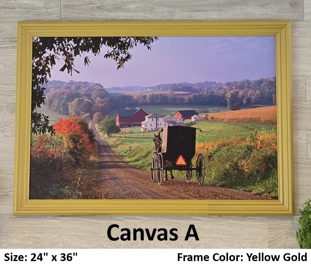 Canvas - Picture Frame - Wall Art - Wooden Frame - Framed Antique Print - Amish Handmade - Farmhouse Decor - Housewarming Gift -Choose Color